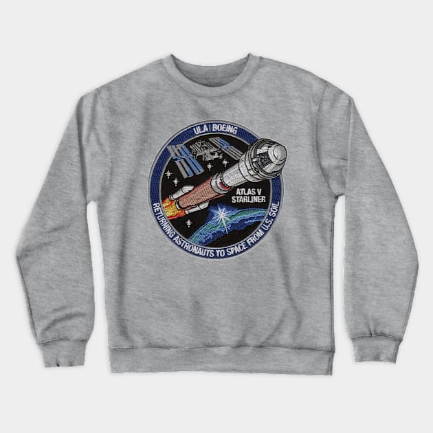 Starliner Boeing Atlas 5 Patch Crewneck Sweatshirt by Spacestuffplus